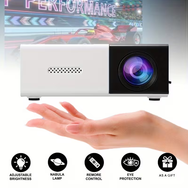 BNIB-Mini Portable LED Projector, 80" Large Screen Home Theater Projector with USB Phone Link,-$20