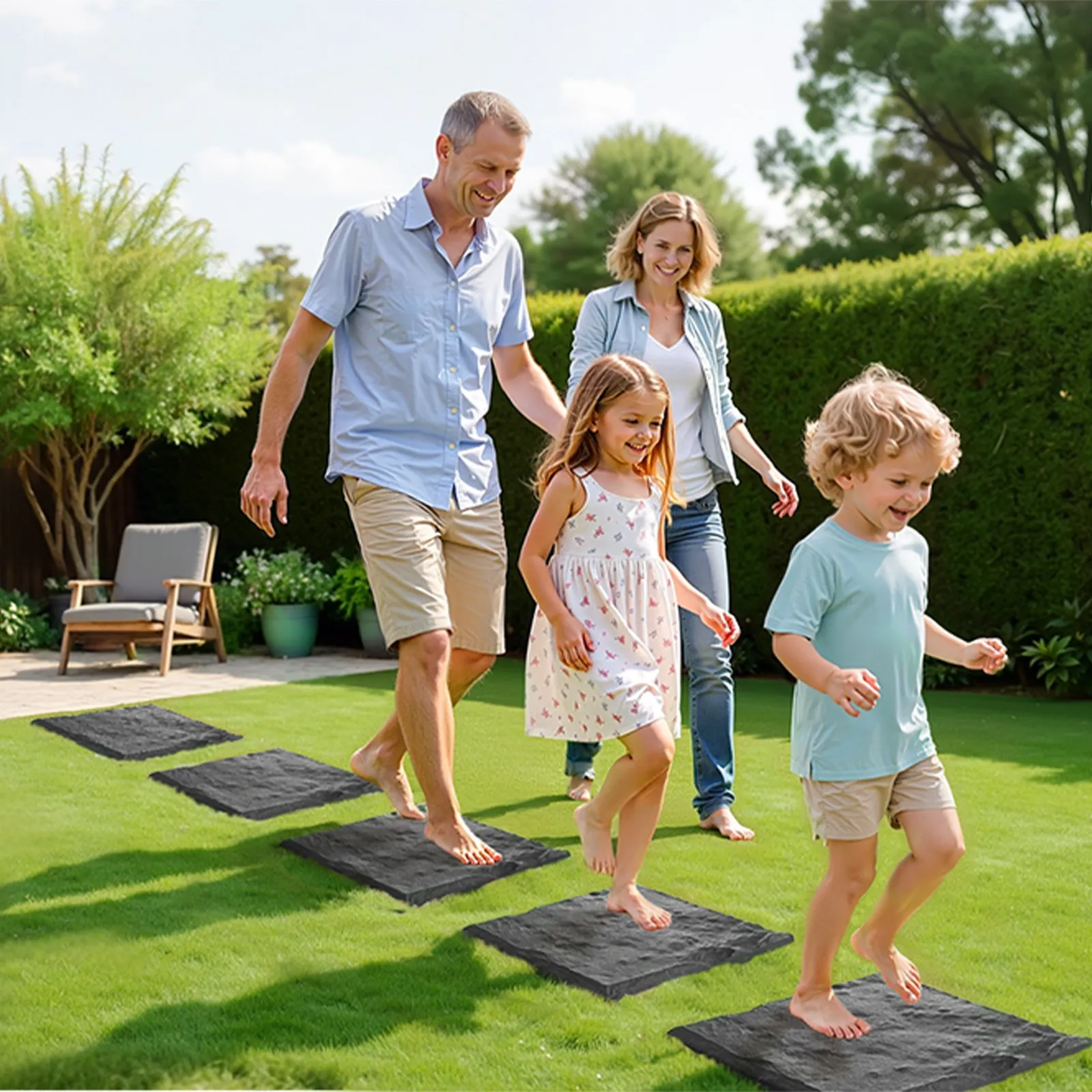 VEVOR Garden Stepping Stones, 4Pcs 15.5 x 15.5 in, Decorative Stepping Stones with Stakes,Grey,-$25