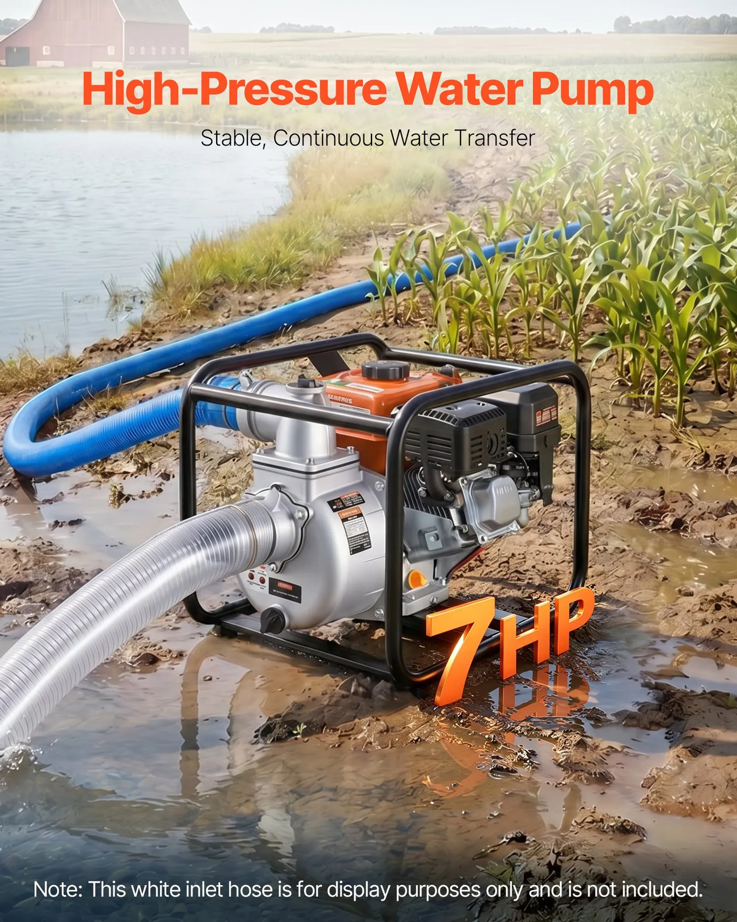 VEVOR Gas Powered Water Pump, 3 in, 242 GPM 7HP Semi Trash Water Transfer Pump Portable,-$250