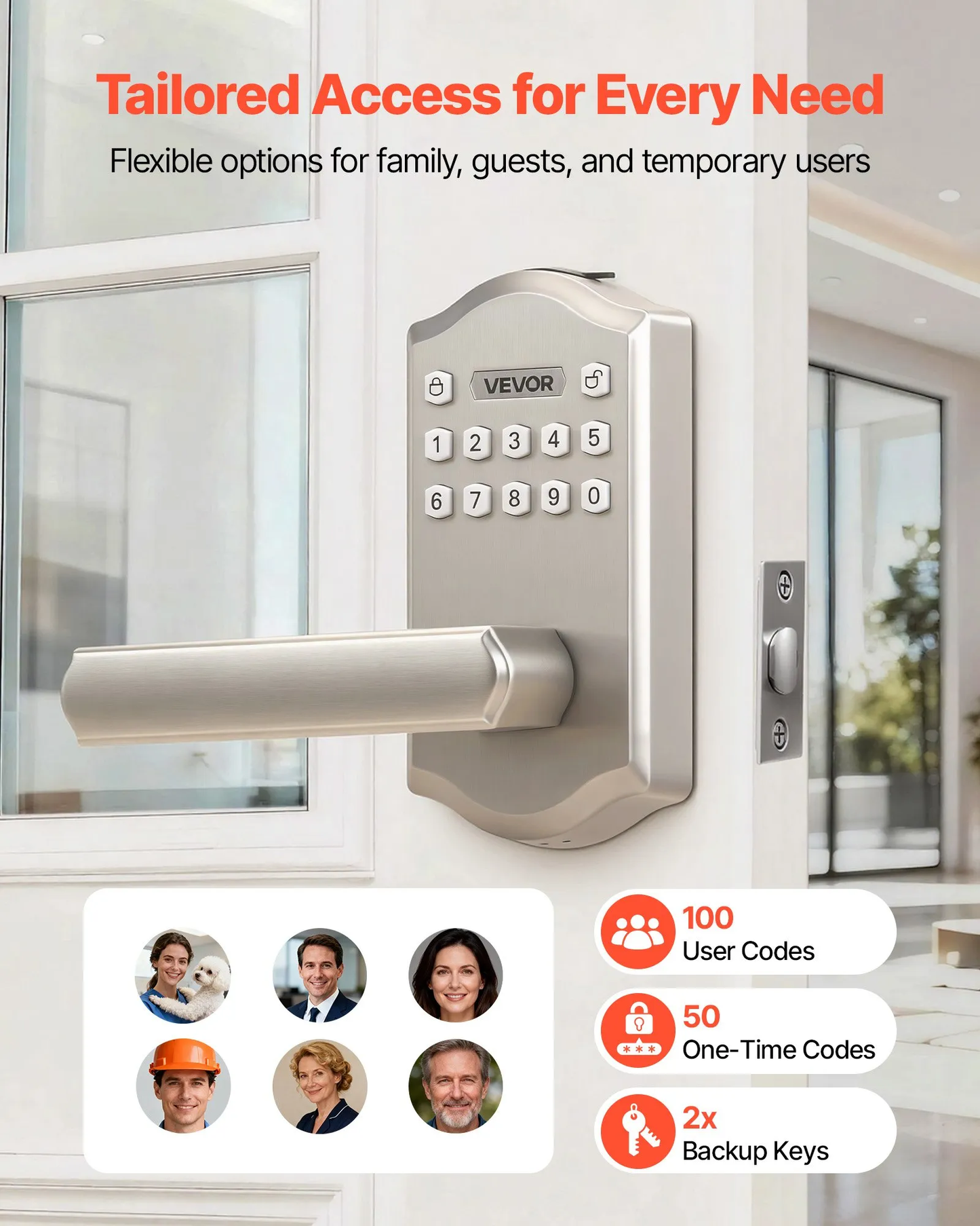 VEVOR Keyless Entry Door Lock with Handle, Electronic Lever Door Handle with Keypad,-$45