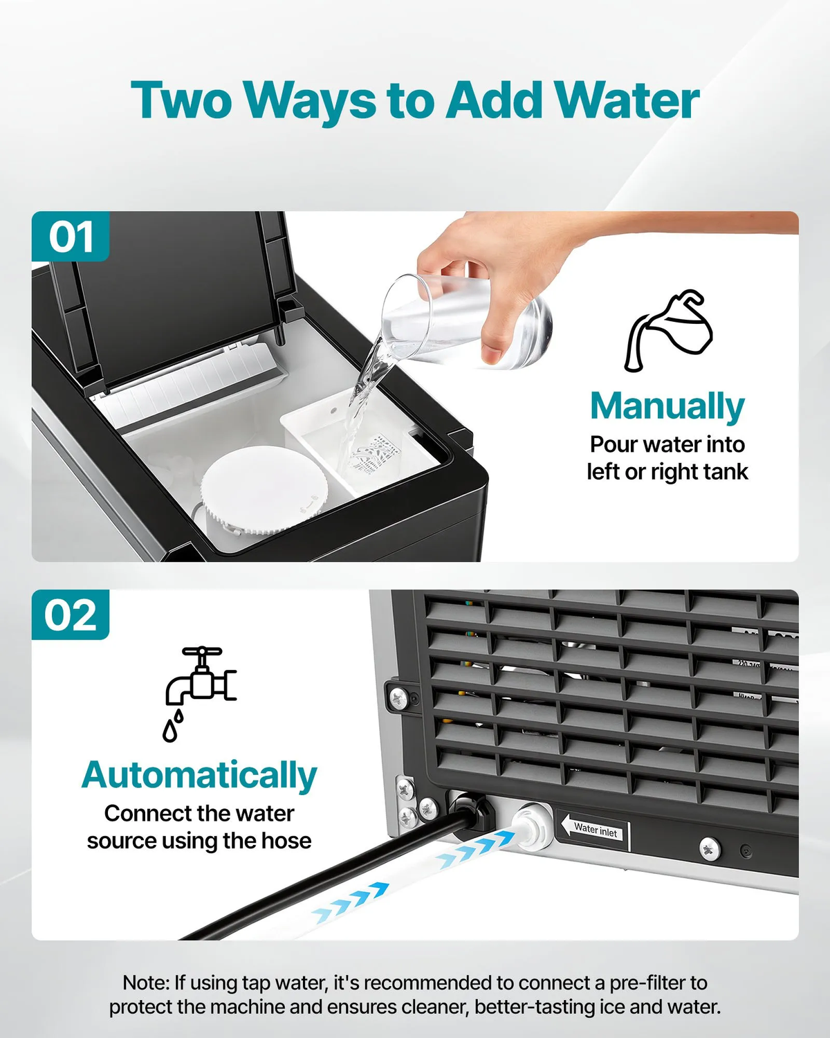 VEVOR Water Dispenser with Ice Maker,3-in-1 Countertop Water Dispenser,35 LBS/24H, 12 Cubes/7 Min Fast Ice Making with 4 LBS Storage,Bullet/Crushed