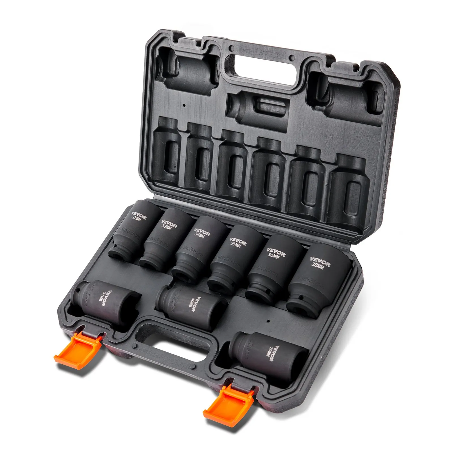 VEVOR 1/2" Drive Impact Socket Set, 9 Piece Deep Socket Set Metric 29-38mm, 6 Point Cr-Mo,-$35