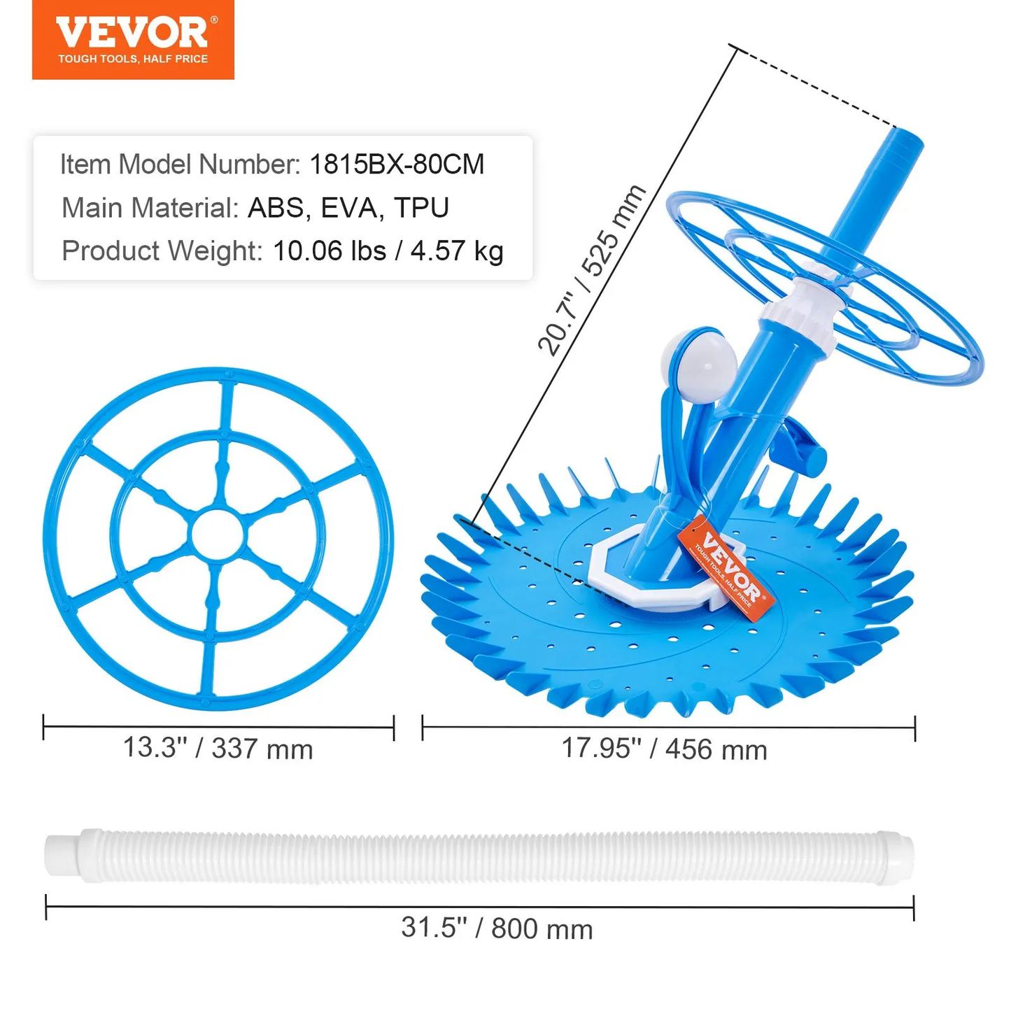 VEVOR Automatic Suction Pool Cleaner, Low Noise Pool Vacuum Cleaner with Extra Diaphragm,-$75
