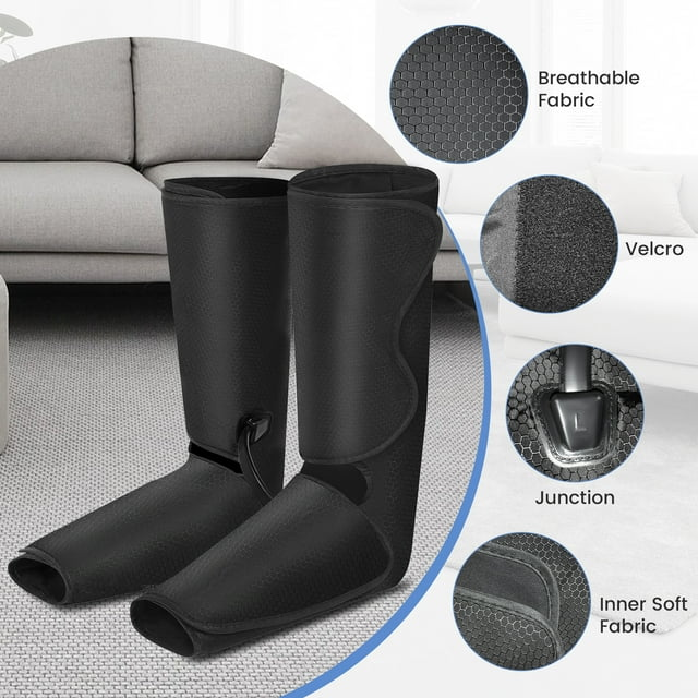 BNIB-Sejoy Air Compression Leg Massager with Heat, Foot and Calf Massage with 3 Modes 3 Intensities,-$50