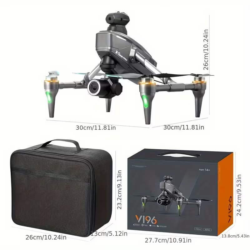 BNIB-V196 GPS Drone with 1080P HD Camera, Two Batteries,featuring One-Key Takeoff/Landing,-$90