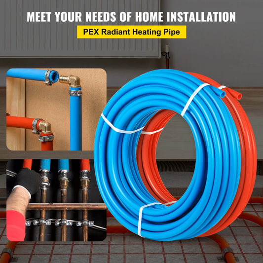 VEVOR 2 Rolls of 1/2" x 100ft, Non-Oxygen Barrier Flexible Pipe Tubing, Red&Blue for Hydronic Radiant Heat ,-$75