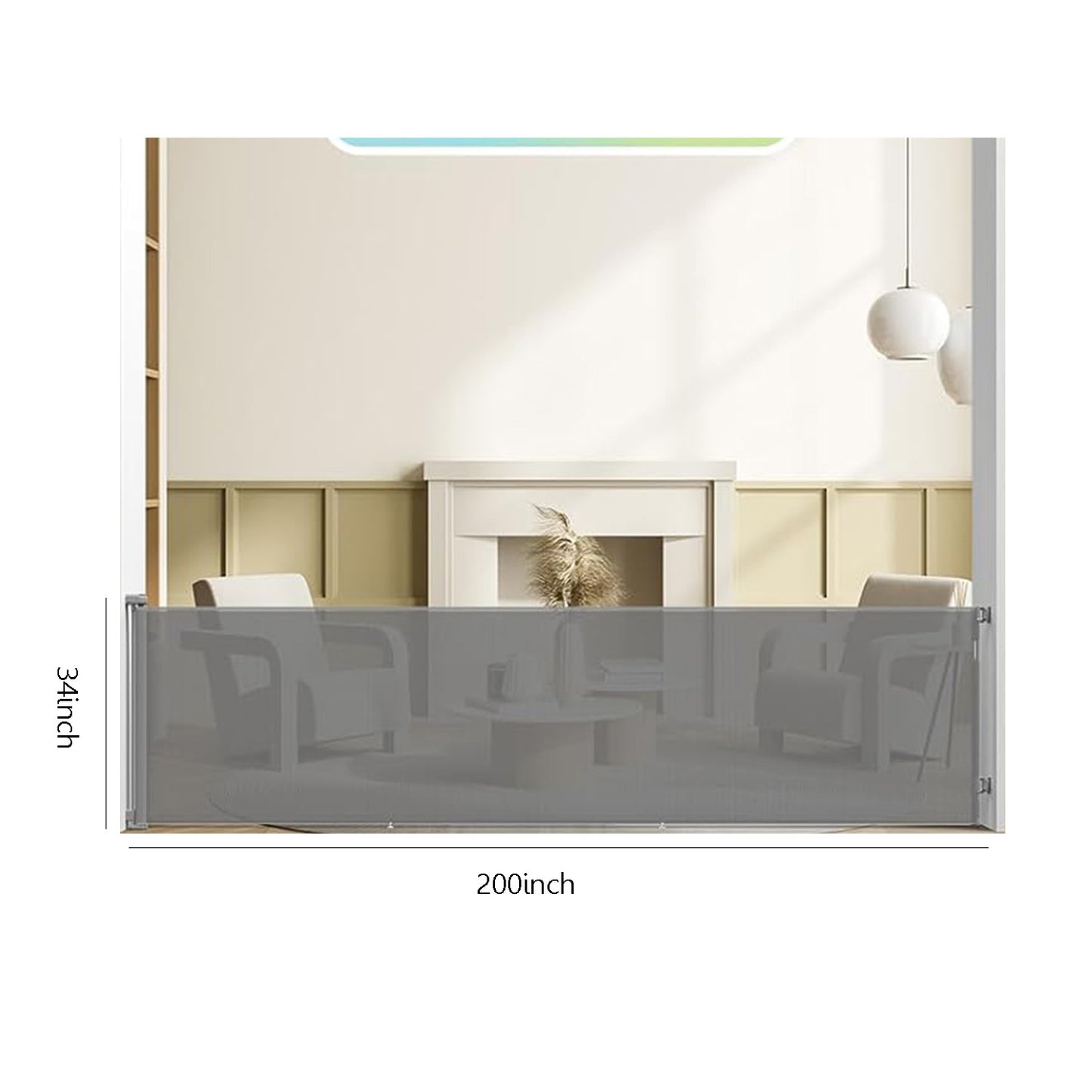 BNIB-200" Retractable Baby Gate Extra Wide, 34" Tall Mesh Baby Gate, Retractable Safety Gate,-$70