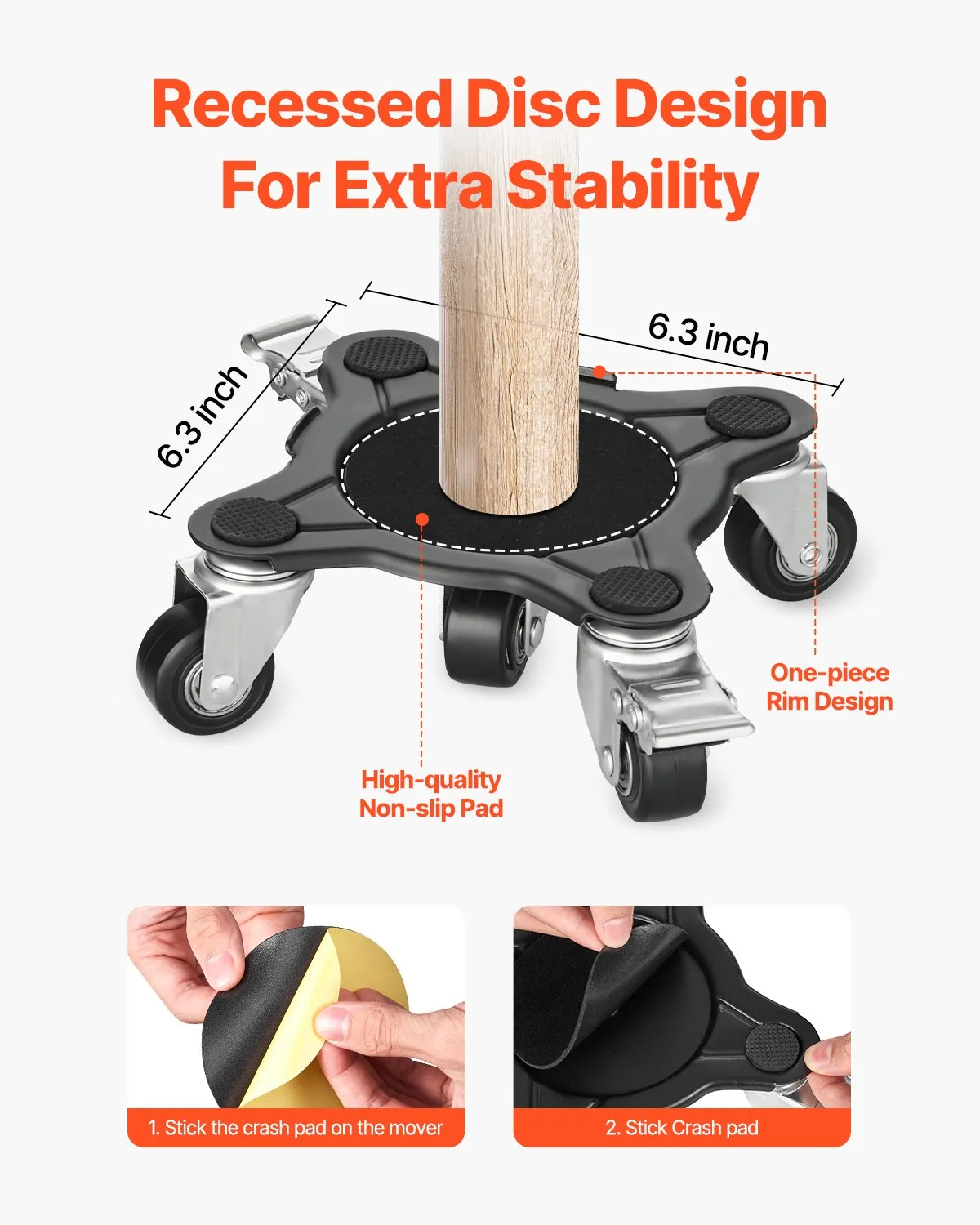 VEVOR Furniture Dolly, Maximum Load 1200 lbs, Heavy Duty Furniture Movers with 5 360°,-$40
