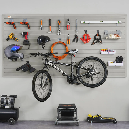 VEVOR Slatwall Panels with Hooks, 4 ft x 1 ft Gray Garage Wall Panels 12"H x 48"L (Set of 8 Panels)