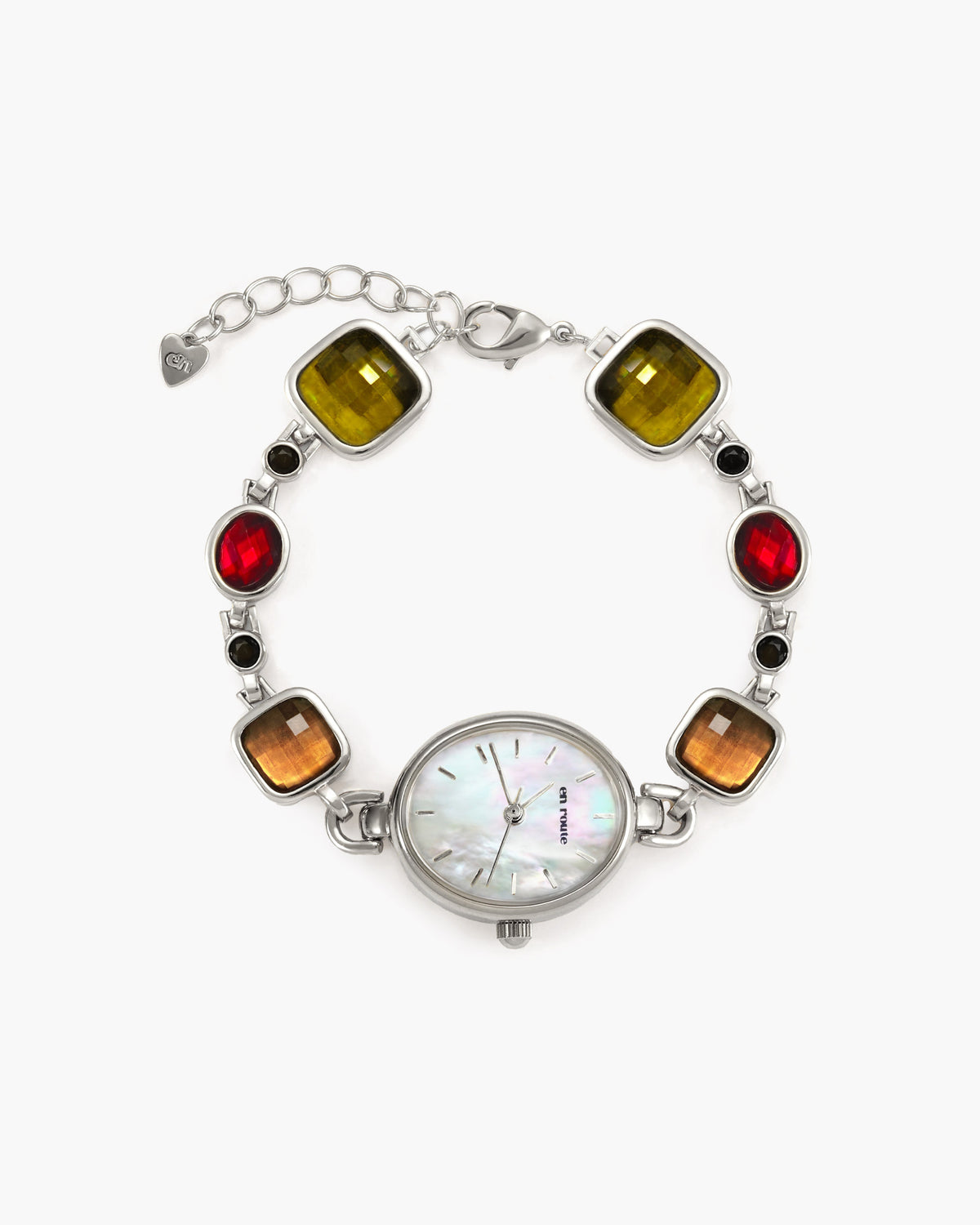 BNIB-Multicolor Harmonic Hour Bracelet Watch – Rhodium-Plated Silver-Tone, Mother of Pearl Dial