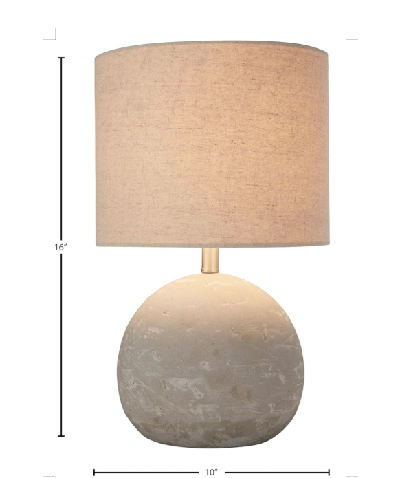 BNIB-Stone & Beam Concrete Table Lamp, Industrial Style Desk Lamp,Round concrete table lamp