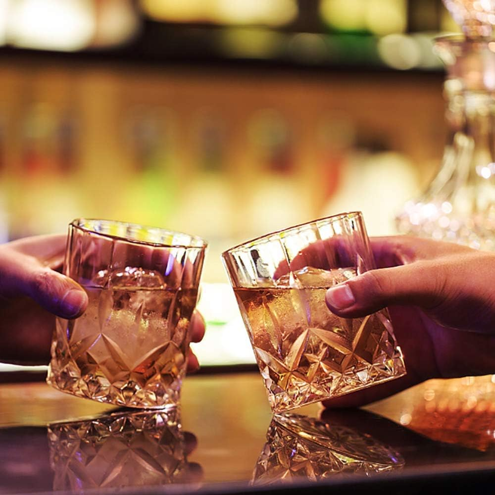 Premium Whiskey Glasses, Large 10oz Lead-Free Crystal Old Fashioned Glass (300ml / Set of 4)