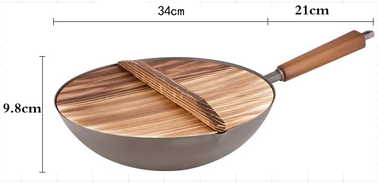 BNIB-Non-Stick Wok Pan with Wooden Lid, 13.3 inch(34cm),Ergonomic Handle, Deep Bowl Design Grey,-$25