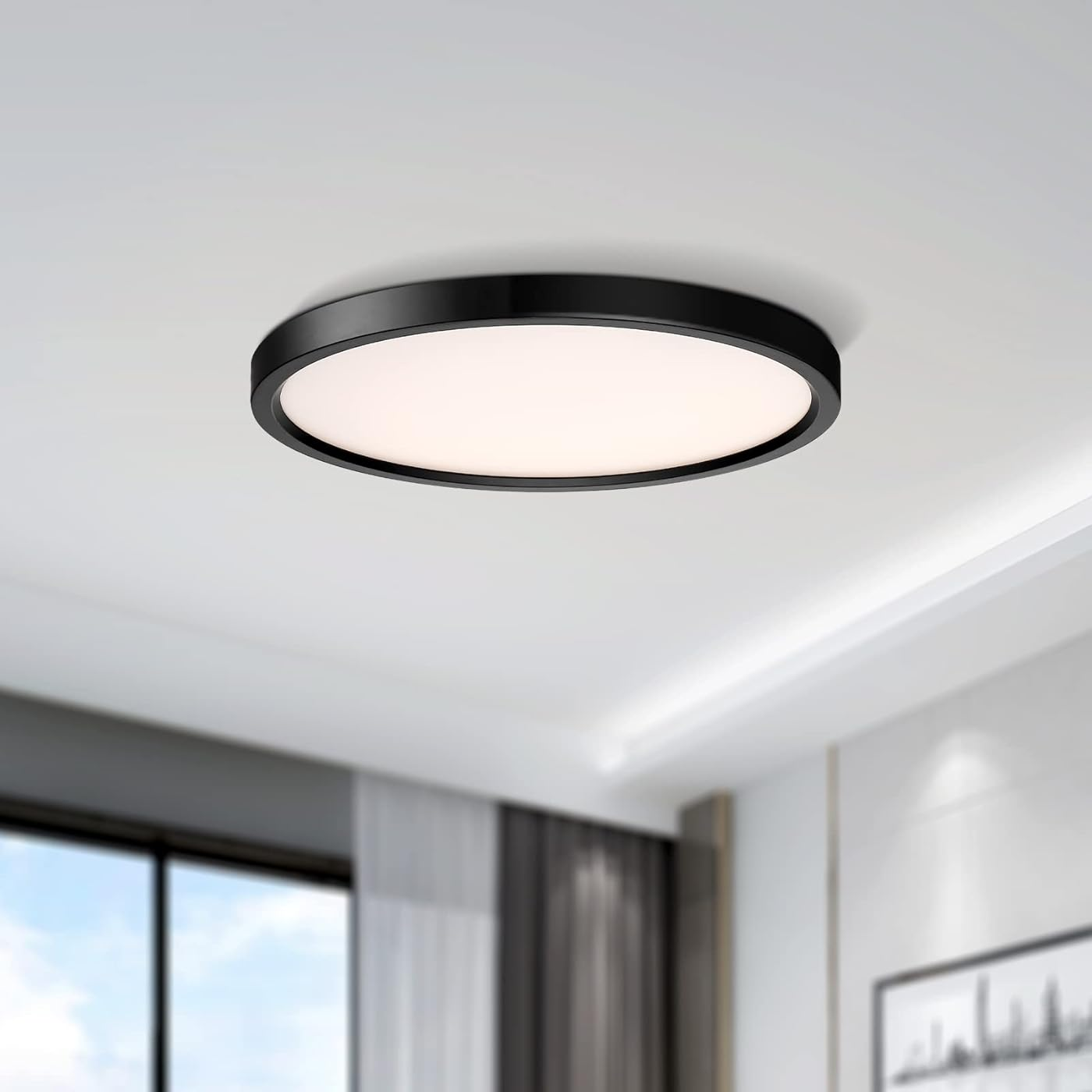 BNIB-MYTH REALM 15" LED Flush Mount Ceiling Light – 30W Dimmable (3000K, 2000LM), Ultra Thin