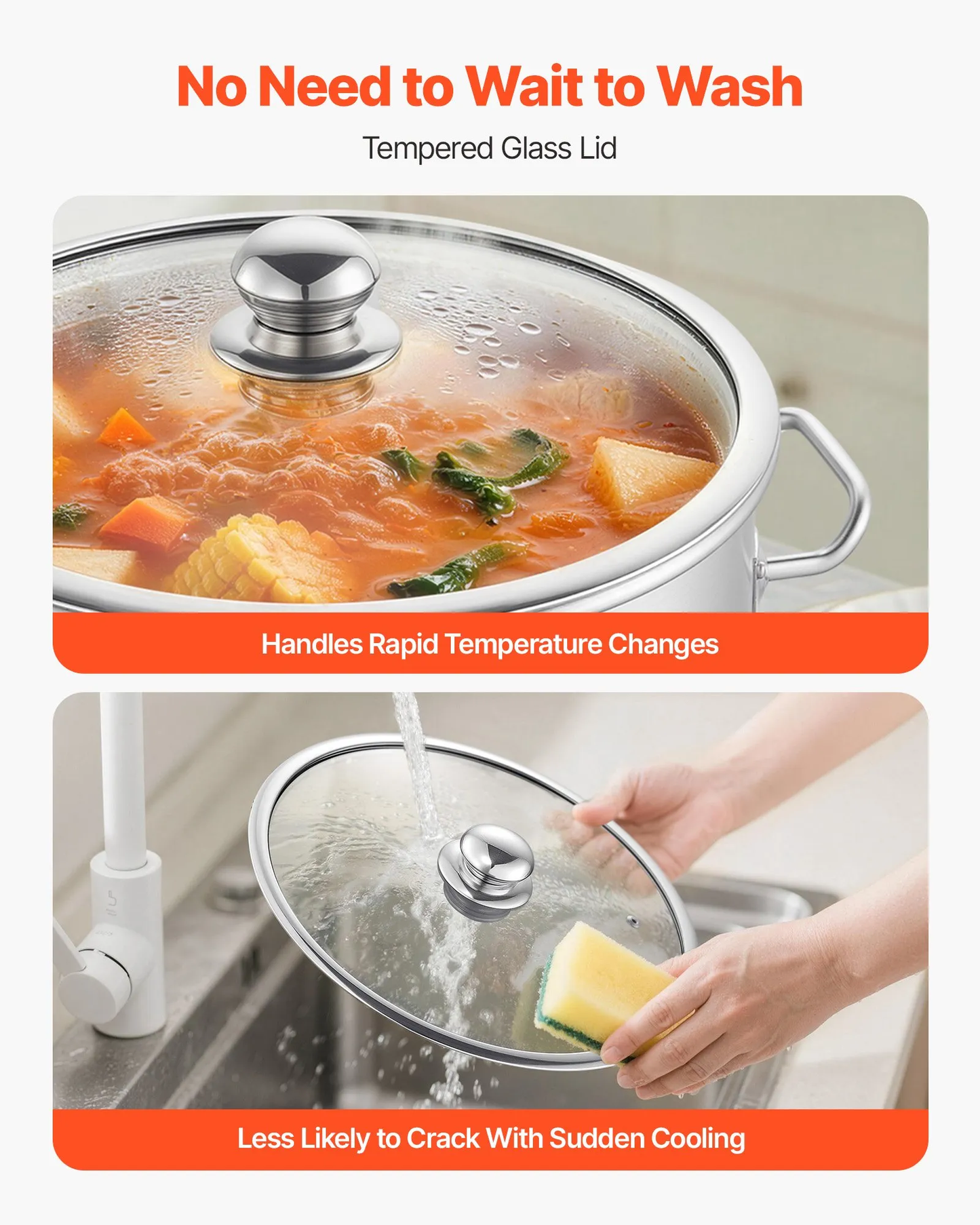 Open box, 90% new VEVOR Stainless Steel Stock Pot, 21-Quart Stainless Steel Stockpot w/Glass Lid,-$35