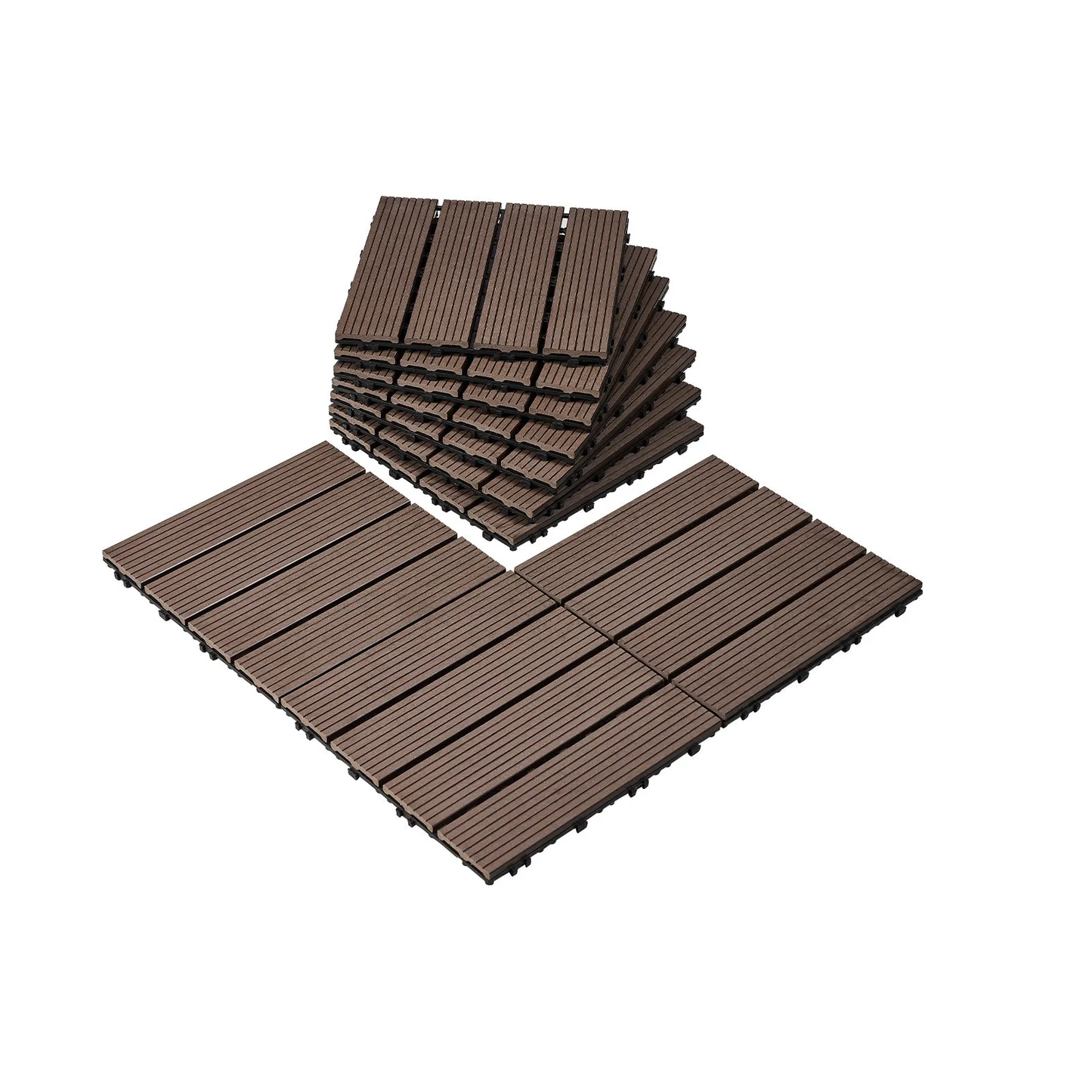 VEVOR Interlocking Deck Tiles Plastic Wood, 27 Pack,12"x12" 27 sq. ft All Weather Outdoor Flooring