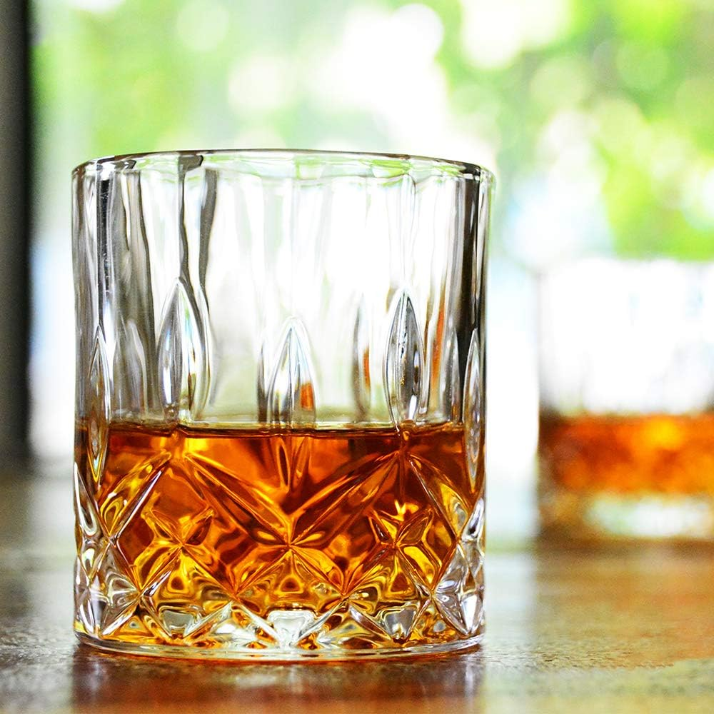 Premium Whiskey Glasses, Large 10oz Lead-Free Crystal Old Fashioned Glass (300ml / Set of 4)