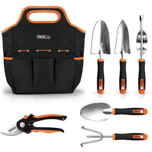 Brand New-TACKLIFE GGT4A 7 Piece Stainless Steel Heavy Duty Garden Tools Set