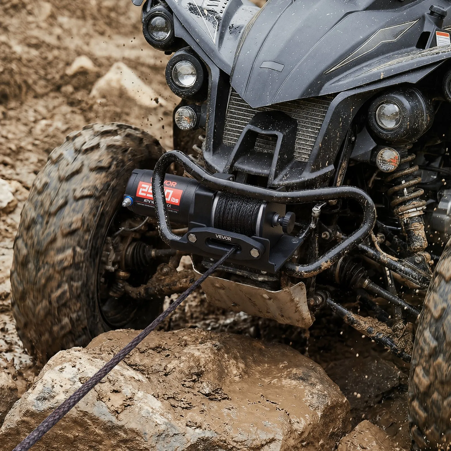 VEVOR 2500 lbs Electric Winch, 12V DC ATV/UTV Winch with Φ0.19 in x 39.4 ft Synthetic Rope,-$65