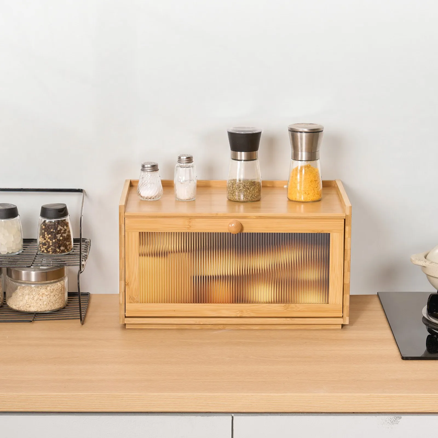 VEVOR Bread Box for Kitchen Counter, Large Capacity Bamboo Bread Storage Container,-$25