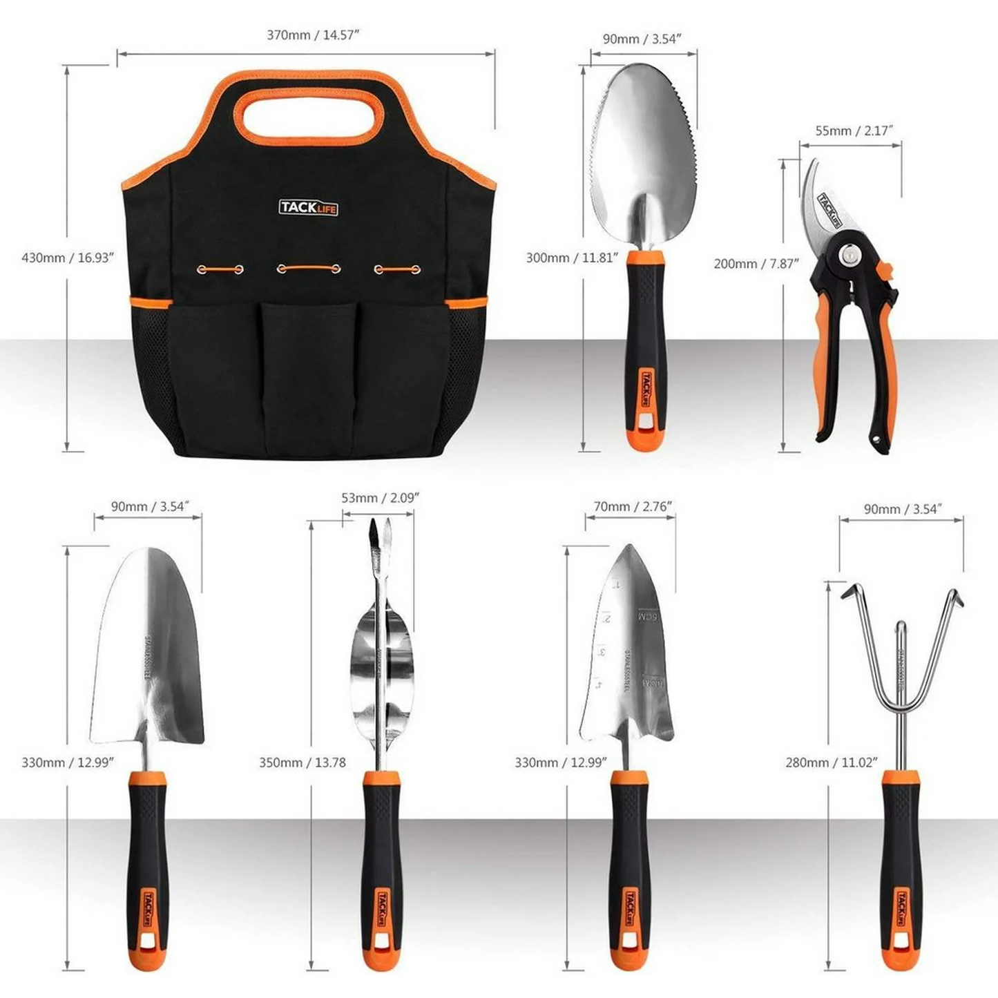 Brand New-TACKLIFE GGT4A 7 Piece Stainless Steel Heavy Duty Garden Tools Set
