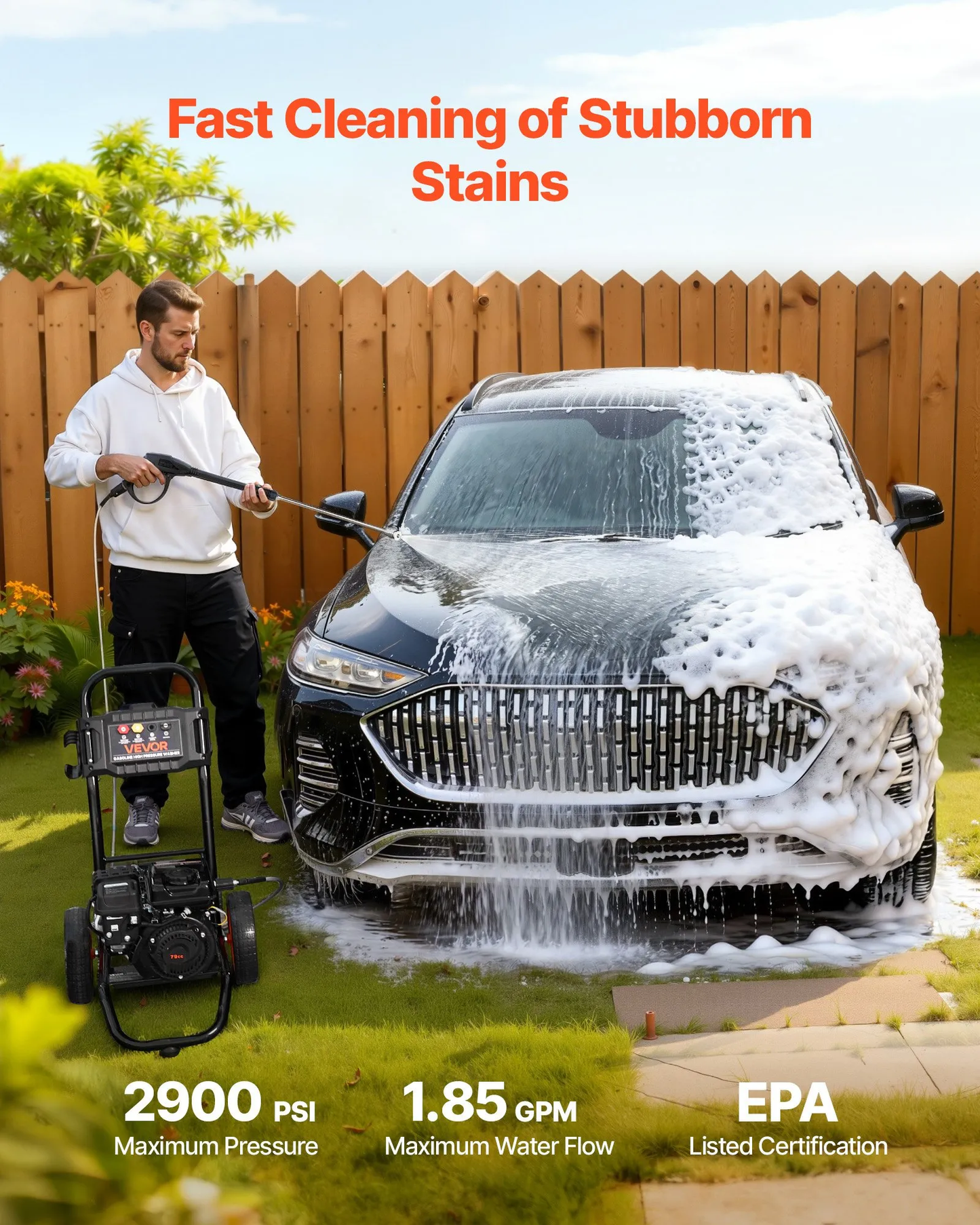 Open box, 90% new VEVOR Gas Pressure Washer 2900 PSI and 1.85 Max GPM, Upgrade Aluminum Pump,-$150