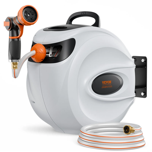 VEVOR Retractable Hose Reel, 100 ft x 1/2 inch, 180° Swivel Bracket Wall-Mounted,-$85