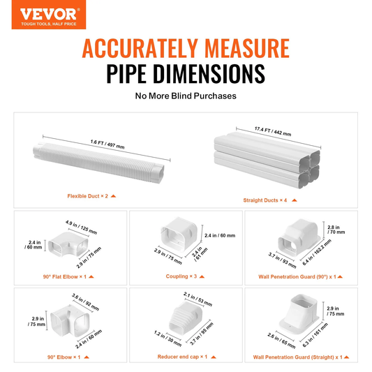 VEVOR Mini Split Line Set Cover 3-inch W 17.6Ft L, PVC Decorative Pipe Line Cover For Air Conditioner,-$40