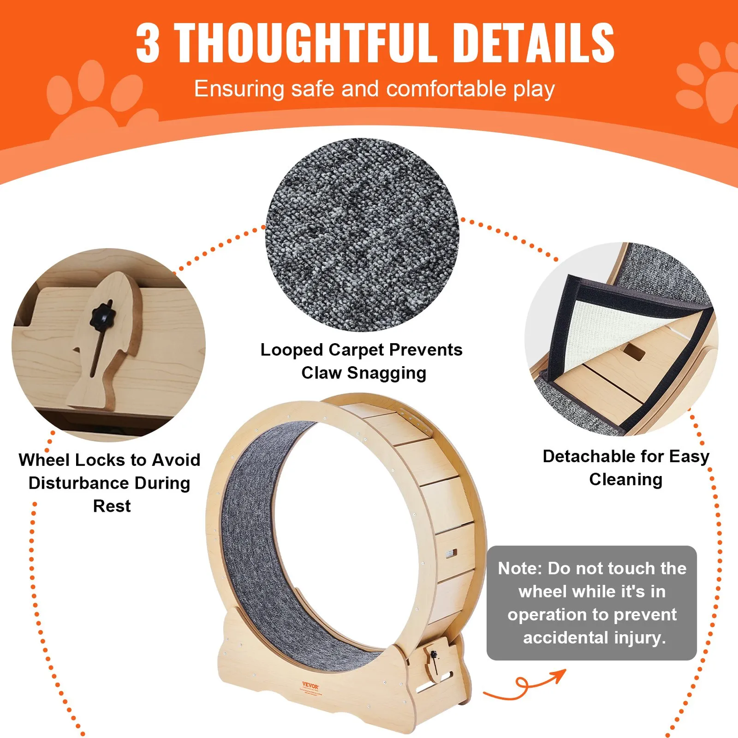 VEVOR Cat Exercise Wheel, Large Cat Treadmill Wheel for Indoor Cats, 35.8 inch Cat Running Wheel,-$70