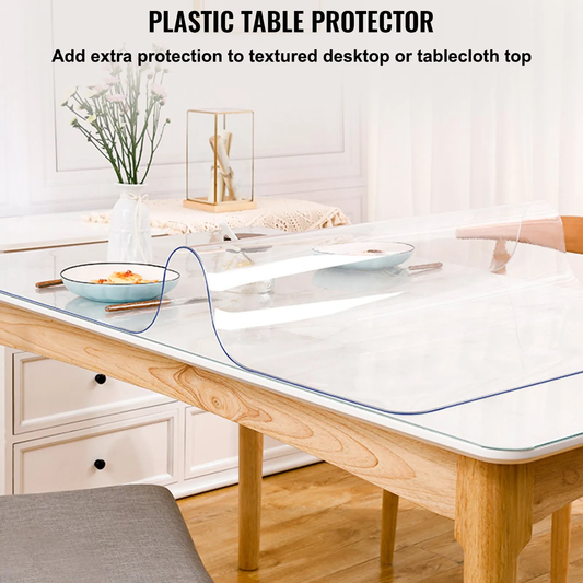 VEVOR Plastic Table Cover, 46"x72"x0.06", Transparent PVC Table Protector, Rectangle Clear Desk Mat,-$30