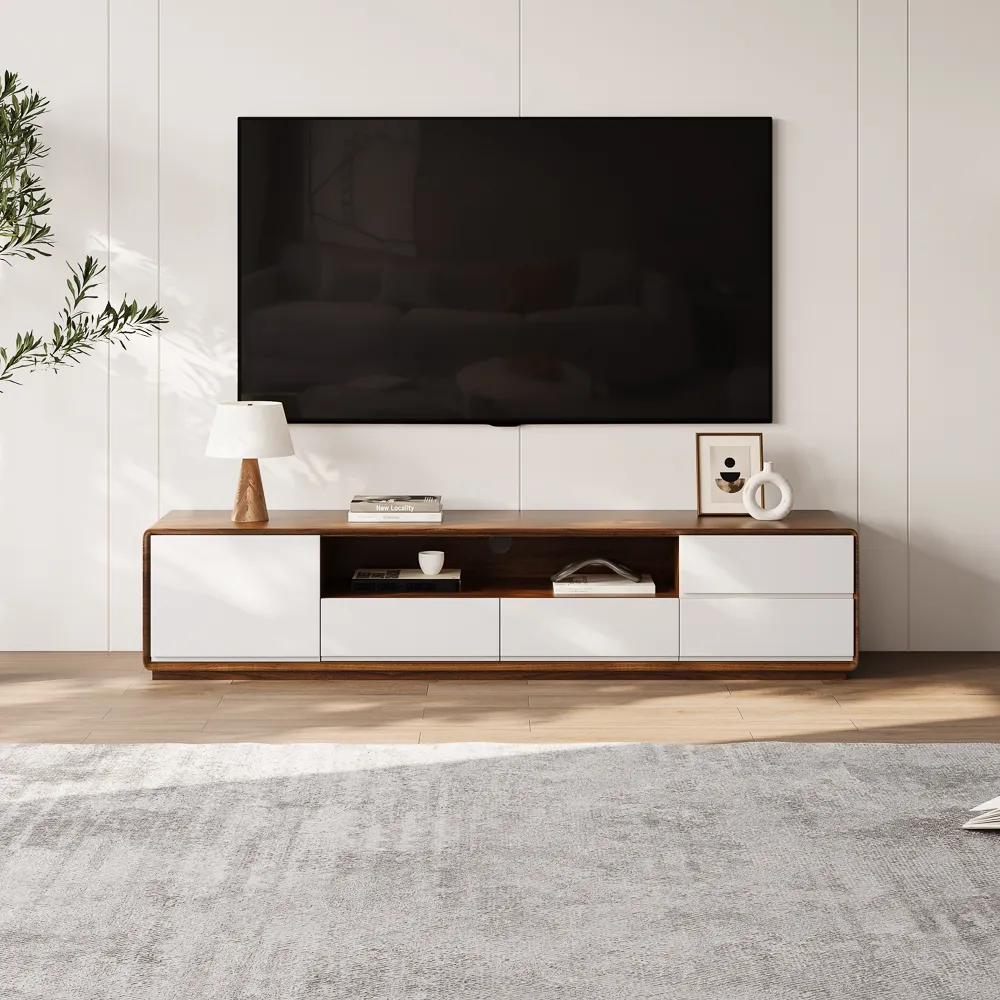 Brand New Modern Wood TV Stand – Recommended TV Sizes(Screen Diagonal ...