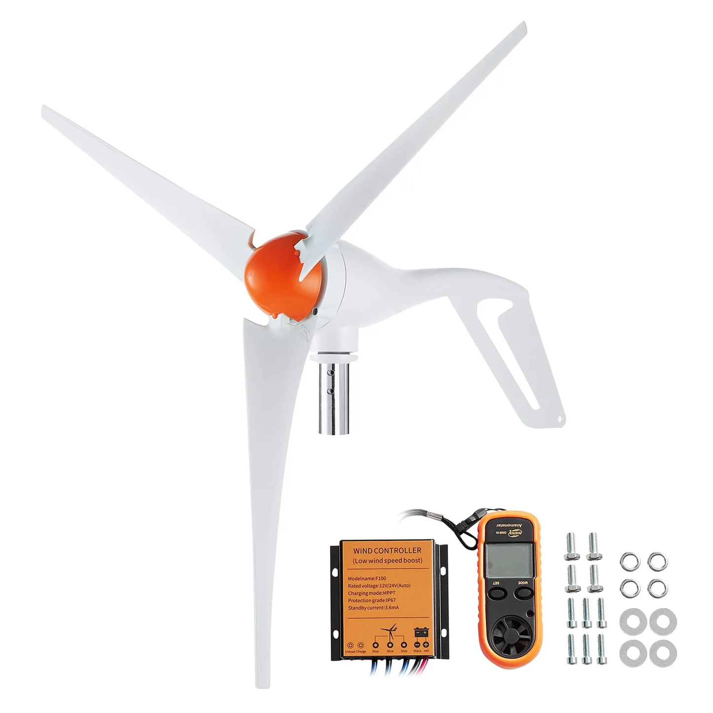 VEVOR 500W Wind Turbine Generator with Anemometer, 12V Wind Turbine Kit, 3-Blade Wind Power,-$115