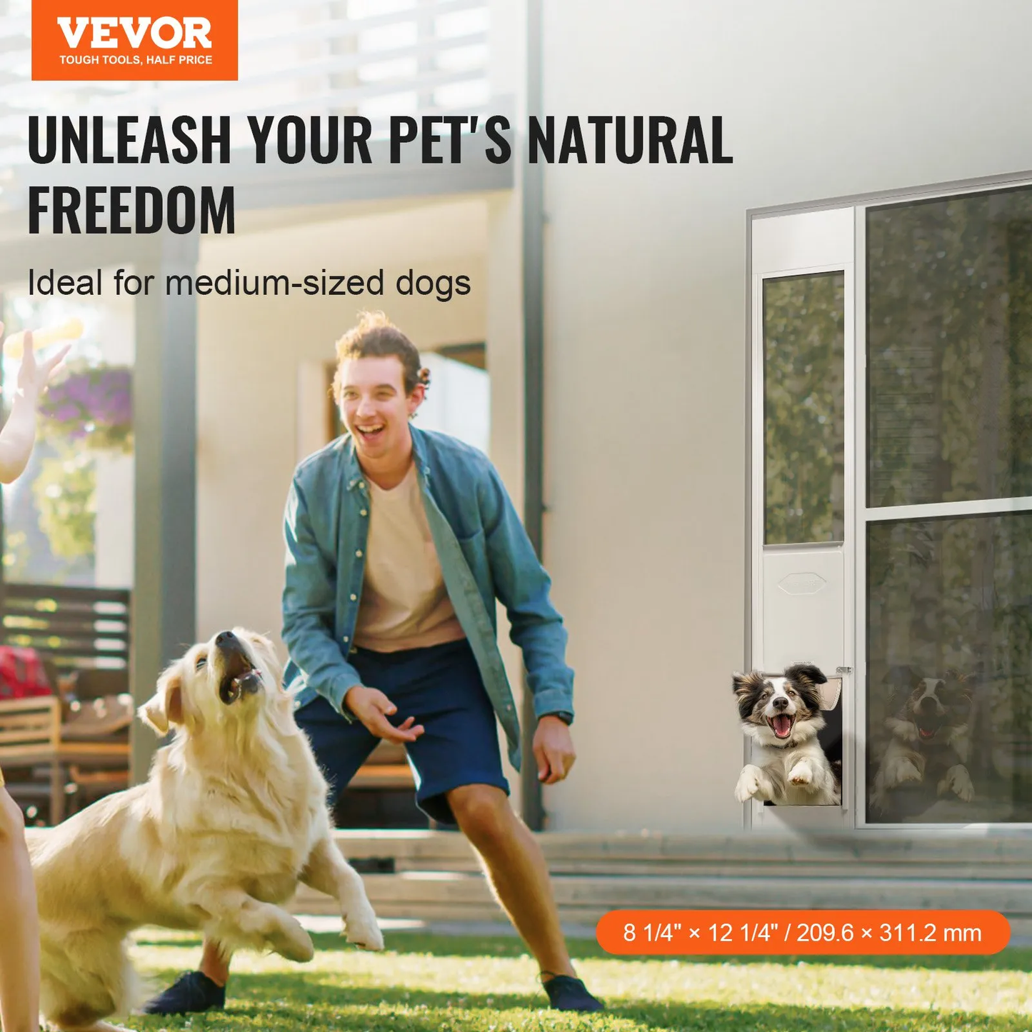 VEVOR Dog Door for Sliding Glass Door, 75 7/8"-80 11/16" Adjustable Height Doggy Door for Sliding Doors,-$90