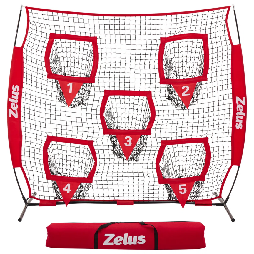 BNIB-8 x 8 ft Red Football Throwing Net, Quarterback Training Equipment with 5 Target Pockets,-$115