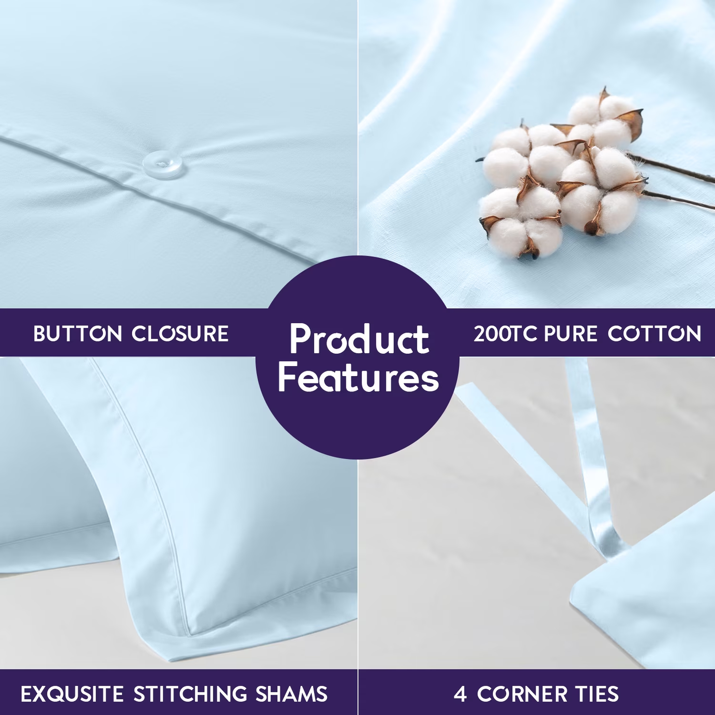 BNIB-3-Piece Queen Duvet Cover Set | 100% Cotton – Soft, Breathable & Durable Bedding Duvet Covers,-$20