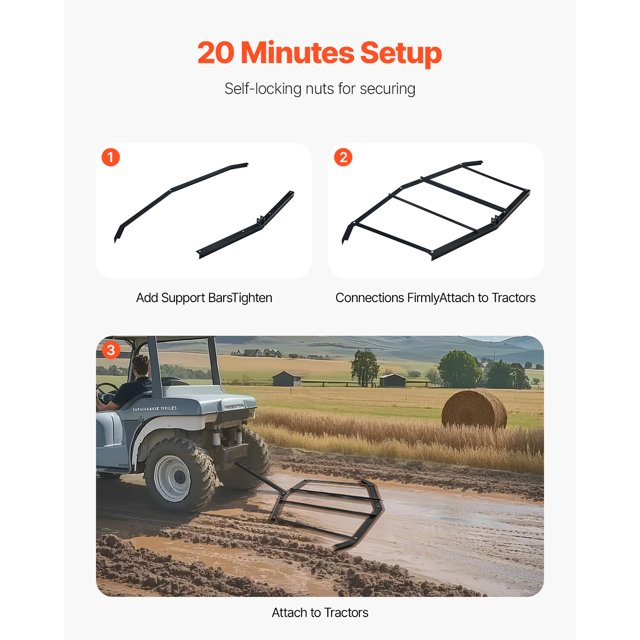 VEVOR Drag Harrow 72" Width Tow Behind Drag Harrow Steel Gravel Grader ATV UTV,-$50