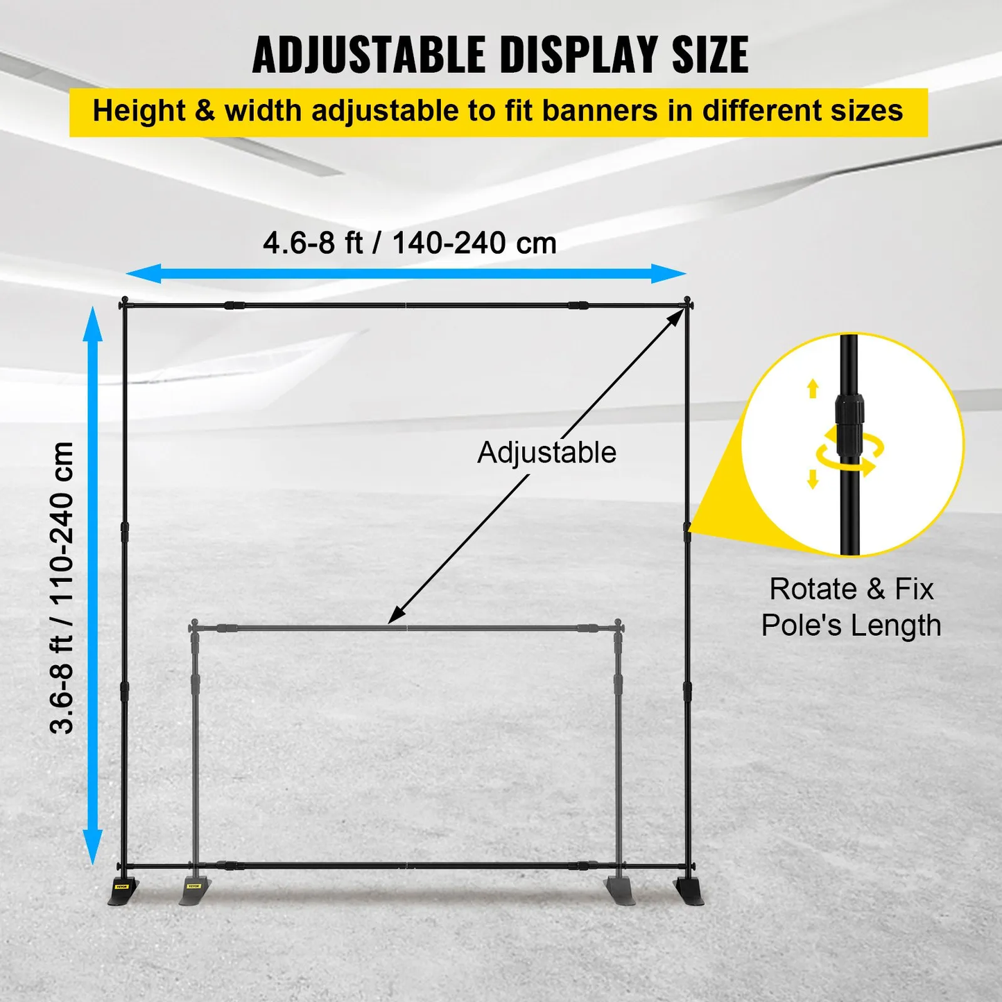 VEVOR Backdrop Banner Stand 8 x 8 Ft Adjustable Heavy Duty Background Stand with 1 Bag, -$40