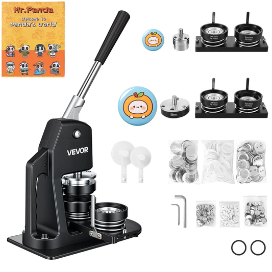 VEVOR Button Maker Machine, Multiple Sizes 1+2.25 Inch Badge Punch Press Kit, -$95