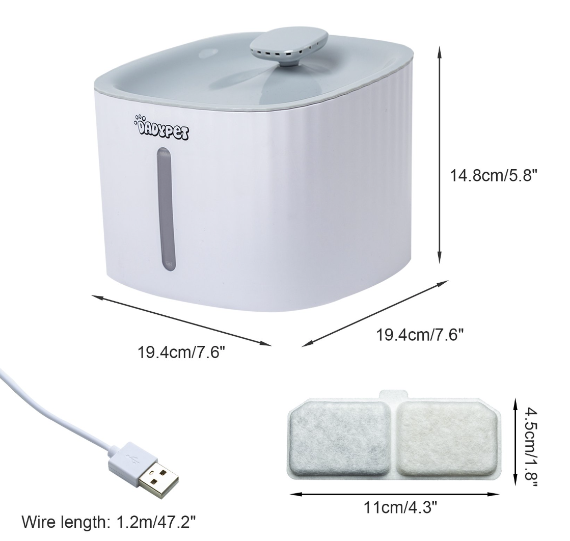 Brand New Pet Water Fountain, Automatic Water Dispenser Ultra Quiet Pump/White
