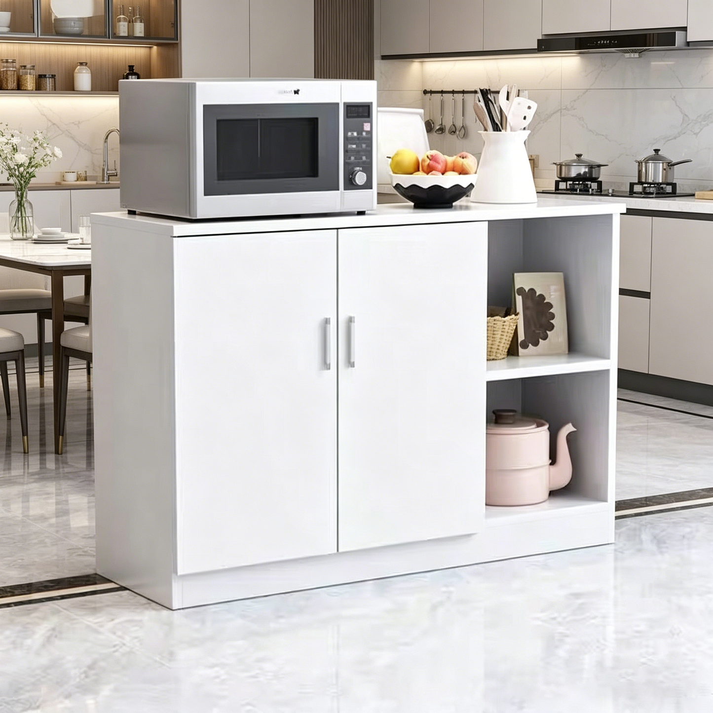 Brand New Assemble2-Door 2-Compartment Sideboard Cabinet, Wall-Mounted Storage Cabinet, White,-$100