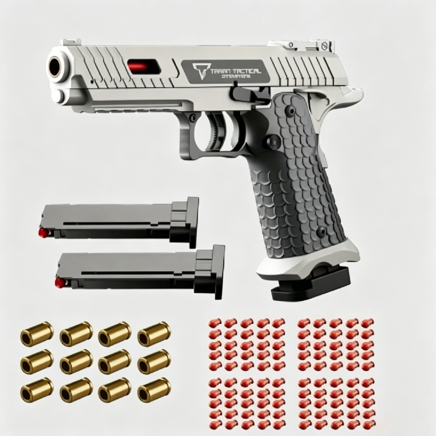 BNIB-Taran Tactical Style Soft Bullet Toy Gun Set | Safe Foam Blaster with 100 Bullets, 12 Shells & 2 Magazines,-$5