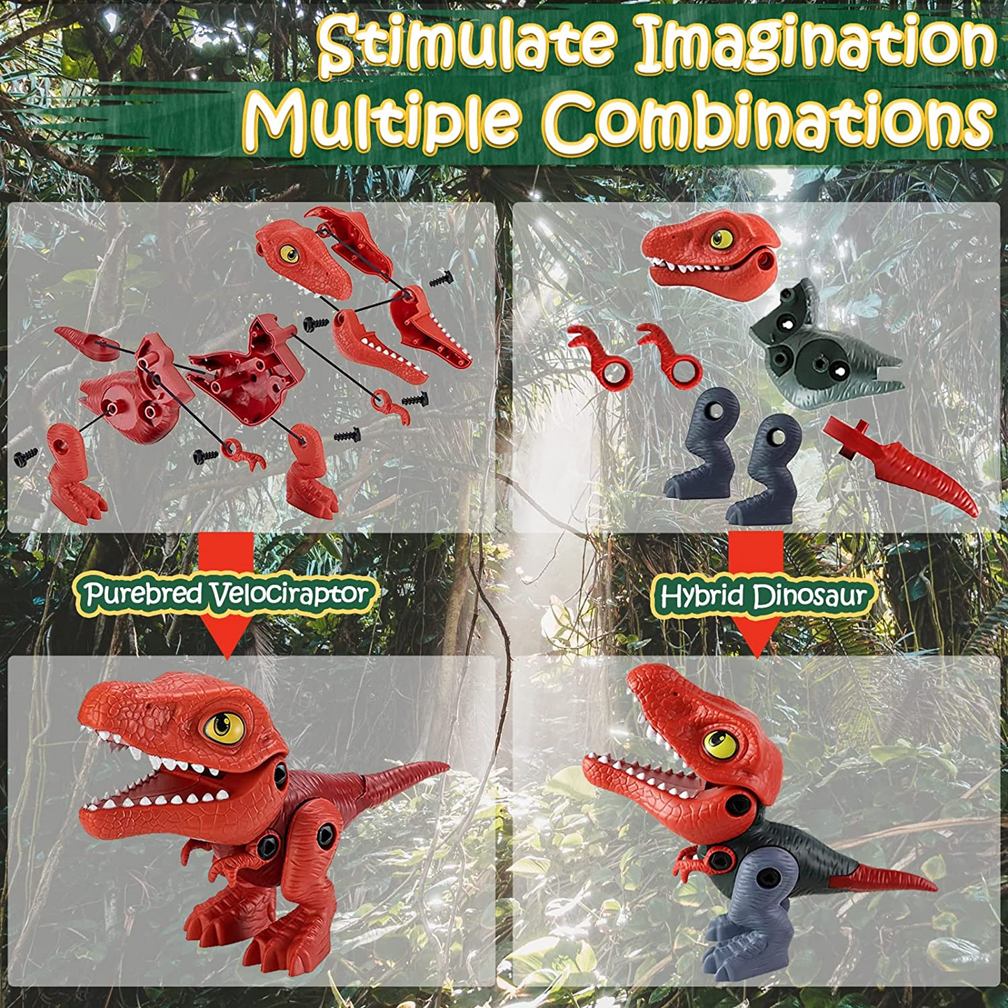 Brand New Construction Dinosaur Toys DIY Tool Set with Electric Drill, 4 Packs,-$15