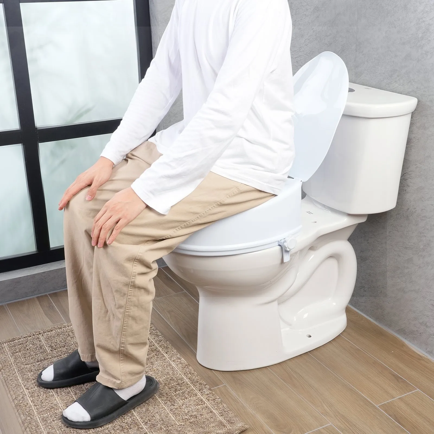 VEVOR Raised Toilet Seat, 6" Height Raised, 300 lbs Weight Capacity, Universal Toilet Seat Riser,-$30