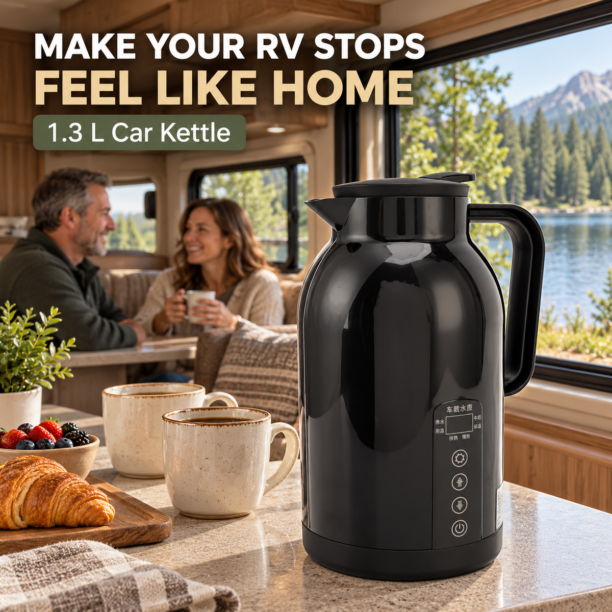Brand new 1300ML Car Kettle Boiler with 12V Socket Plug, Portable Electric Kettle, Stainless Steel, -$45