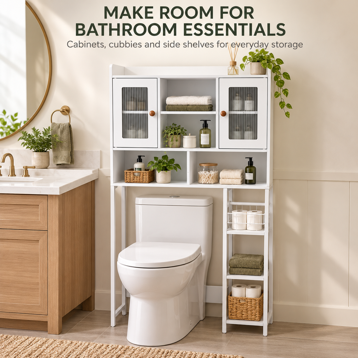 Brand New – Fully Assembled Over-the-Toilet Storage Cabinet – White -$120
