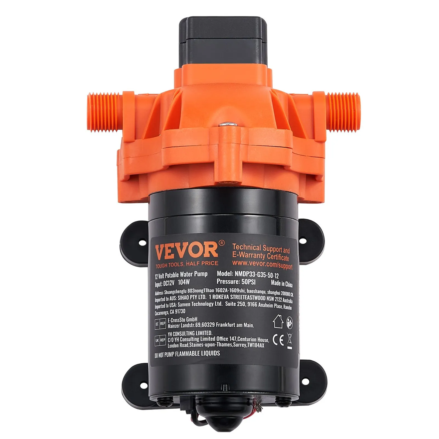 VEVOR 12V Diaphragm Pump, 3.5 GPM (13.25 L/min), 3-Chamber 12 Volt DC Water Pump with Automatic,-$45