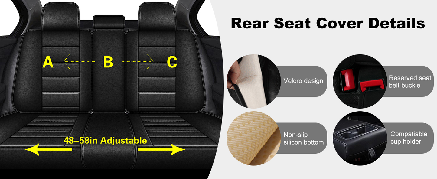 BNIB-Full Set Car Seat Covers Fit for Subaru Outback 2010-2026 Luxury Leather, (5 Seats, Black),-$150