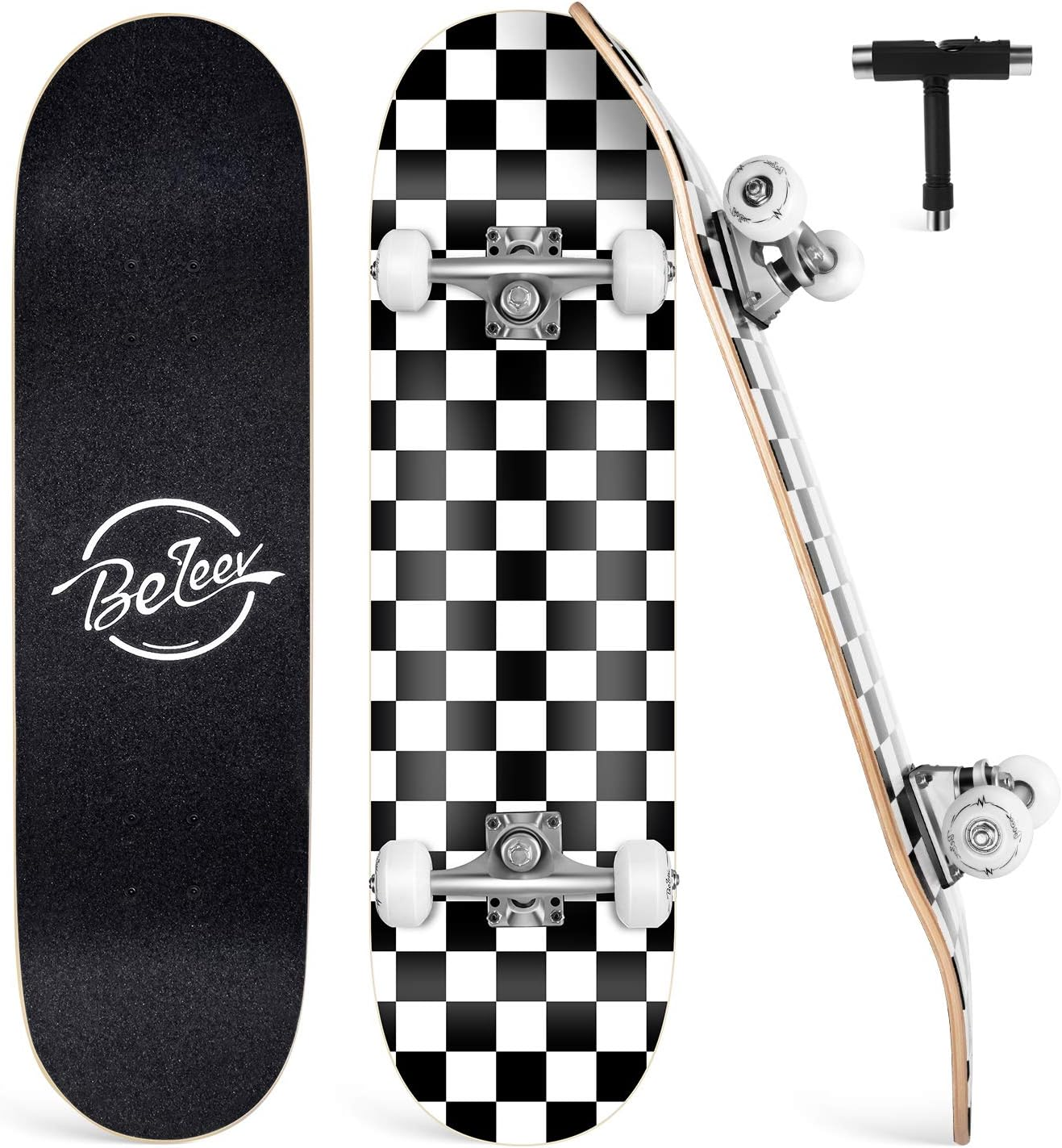 BNIB-BELEEV Skateboards for Beginners, 31 x 8 inch Complete Skateboard for Kids Teens and Adults