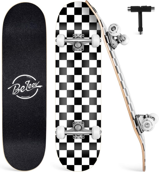 BNIB-BELEEV Skateboards for Beginners, 31 x 8 inch Complete Skateboard for Kids Teens and Adults