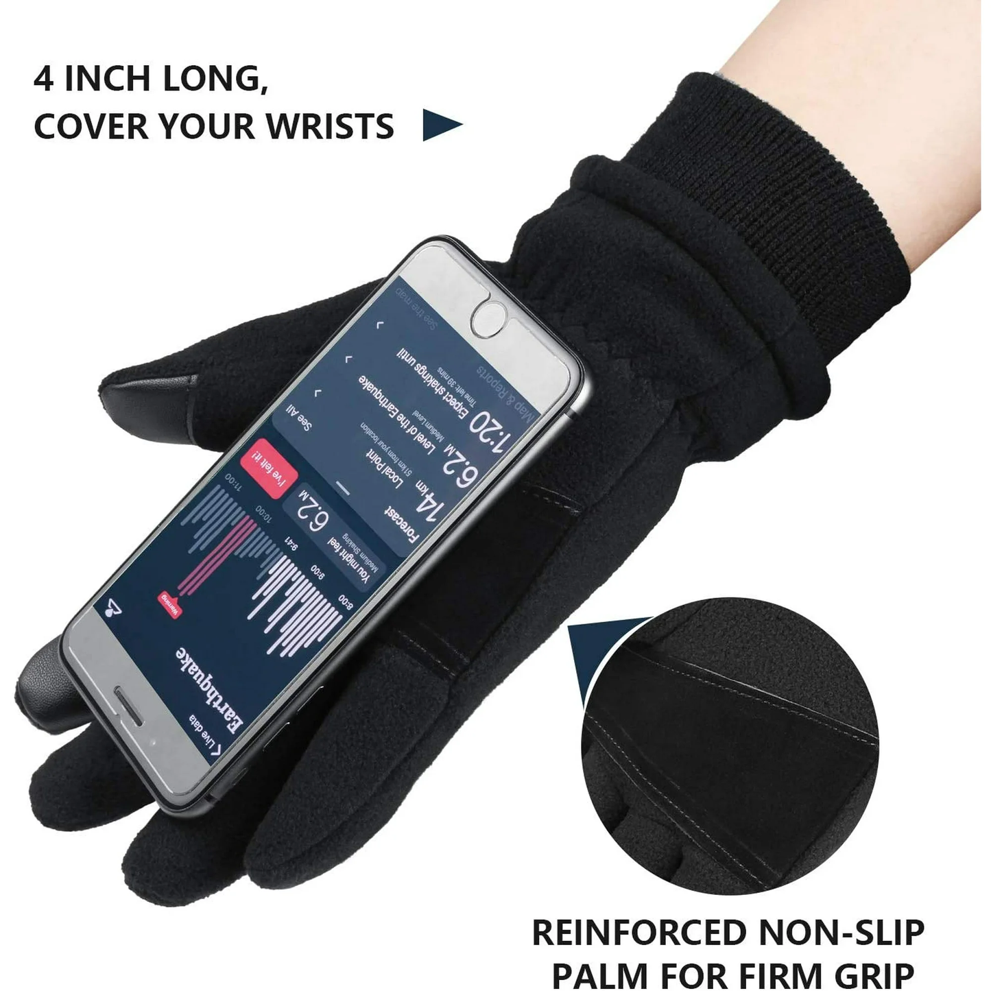 BNIB-Winter Gloves With Touchscreen Fingers and Fleece Lining for Men and Women,Size: XL,-$15